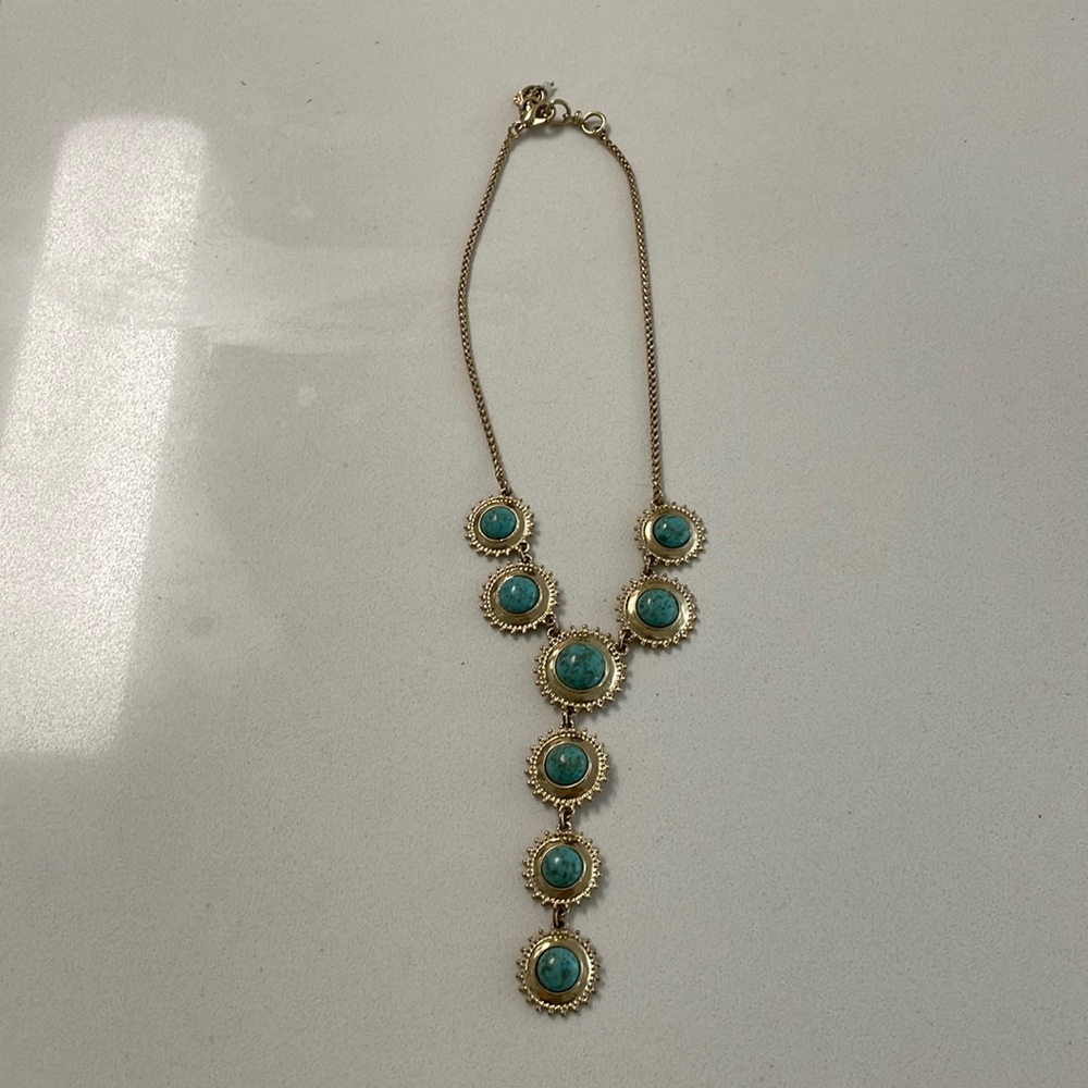 Lucky brand costume gold and turquoise necklace